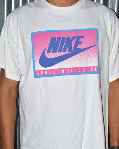 Vintage Nike Challenge Court Tennis Pink Big Logo T-shirt sz M