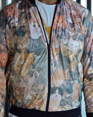 Vintage Cats All Over Print Tyvek Light Jacket sz XL