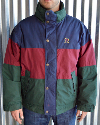 Vintage Color Block Tommy Hilfiger Hooded Jacket sz L