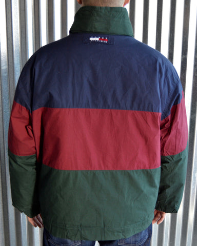 Vintage Color Block Tommy Hilfiger Hooded Jacket sz L