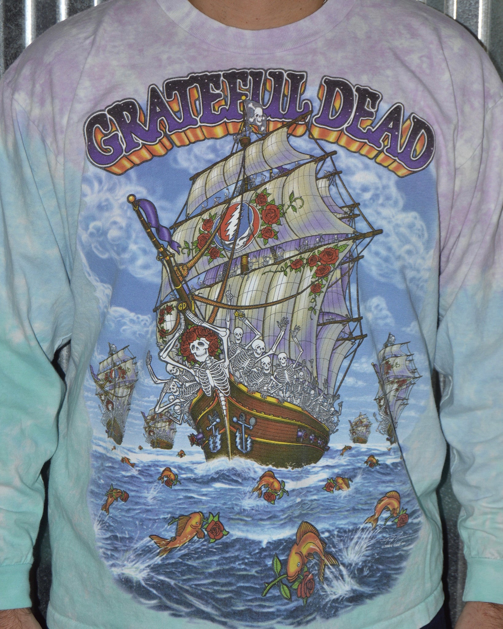 Vintage Grateful Dead Ship of Fools Tie Dye Band T Shirt sz L