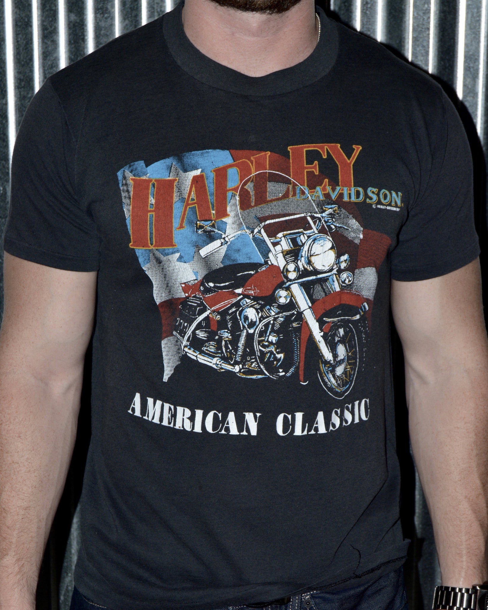 Harley Davidson Sz Medium Men's T Shirt Chi Town Vntg 海外 即決-