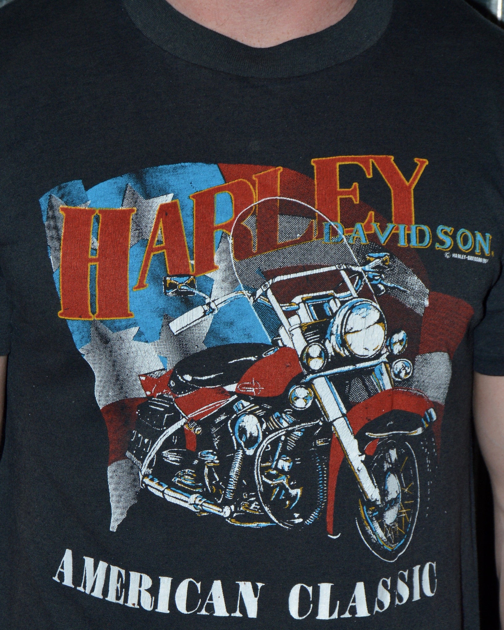 Harley Davidson Sz Medium Men's T Shirt Chi Town Vntg 海外 即決-