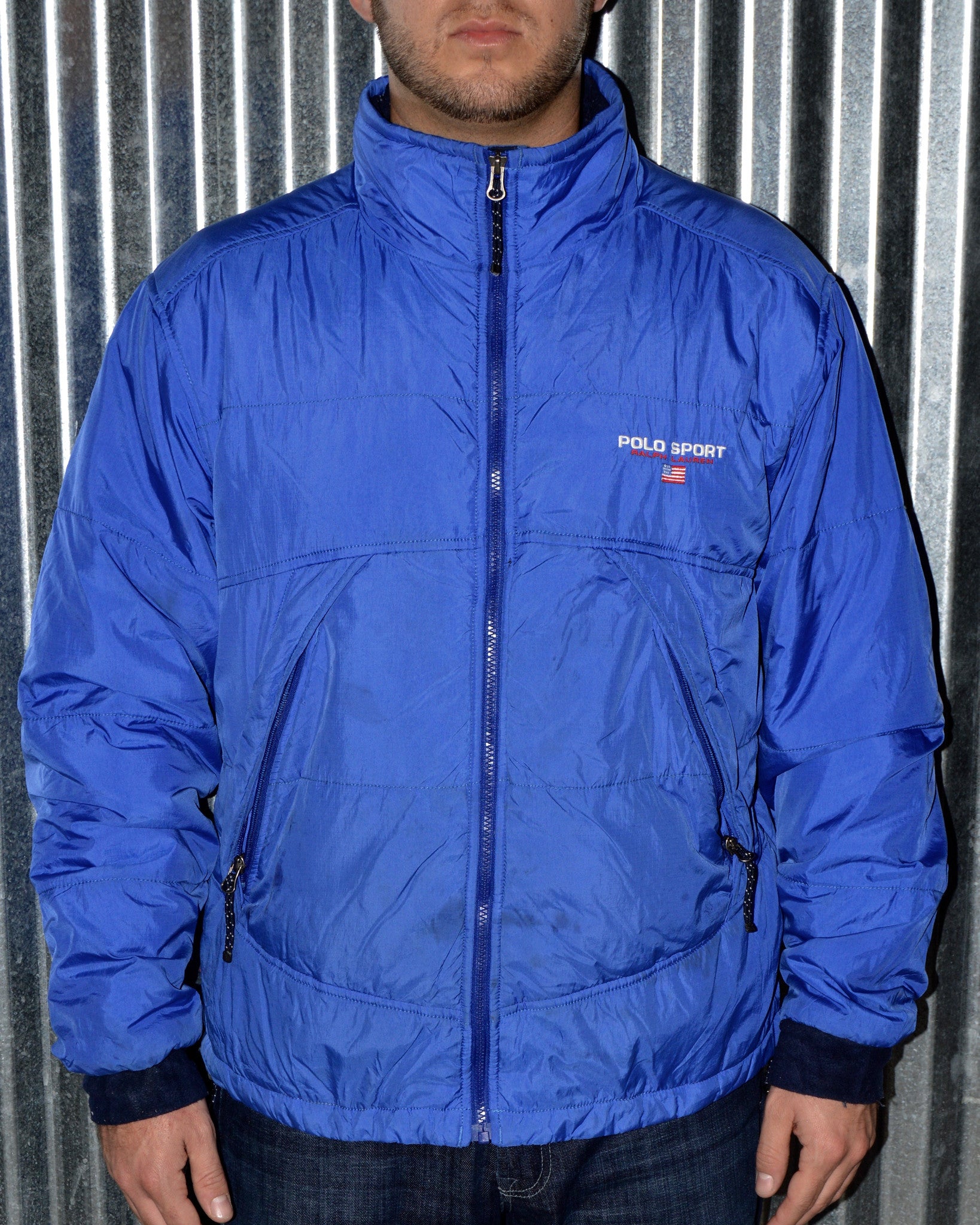 Vintage Electric Blue Polo Sport Jacket sz L PeoplesVintage